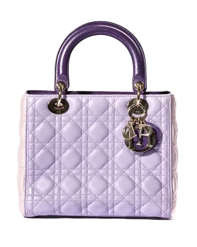 Dior Lady Medium Cannage Tricolor Lilac In Purple