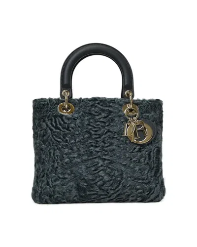 Dior Lady Medium Fur Gray In Black