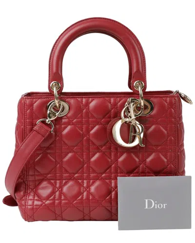 Dior Lady Medium Tote Shoulder Bag (authentic Pre-loved) In Burgundy