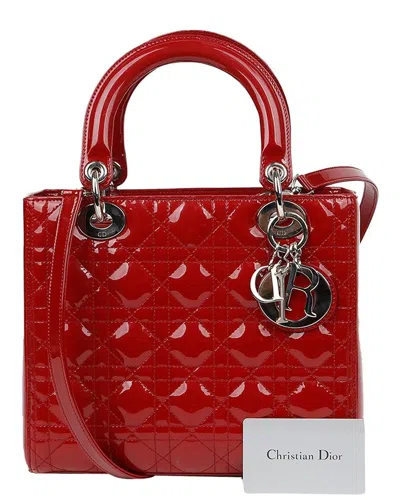 Dior Lady Medium Tote Shoulder Bag (authentic Pre-loved) In Red