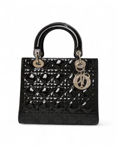 Dior Lady Medium Vintage Cannage Shiny Black