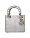 Dior Lady Mini Silver Python Chain In Silver
