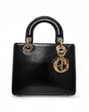 Dior Lady Small Black Python In Black