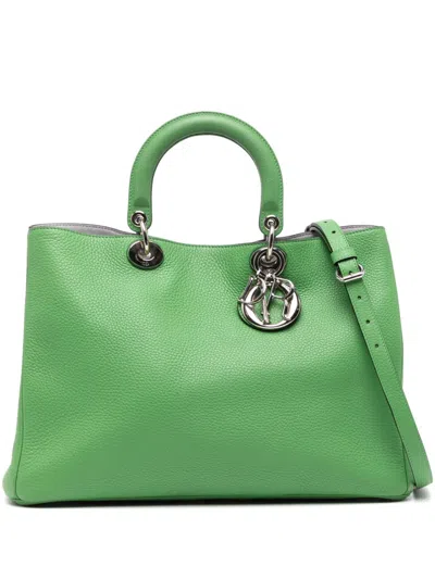 Pre-owned Dior Lady Tote Bag In Green