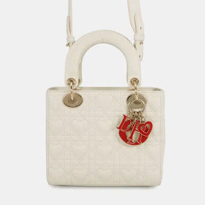 Pre-owned Dior Lady My Abc White Leather Size Small