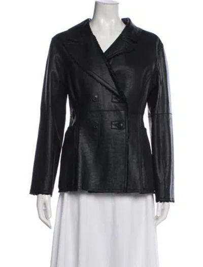Pre-owned Dior Lamb Fur Biker Jacket In Blue