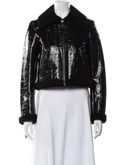 Pre-owned Dior Lamb Fur Biker Jacket W/ Tags In Black