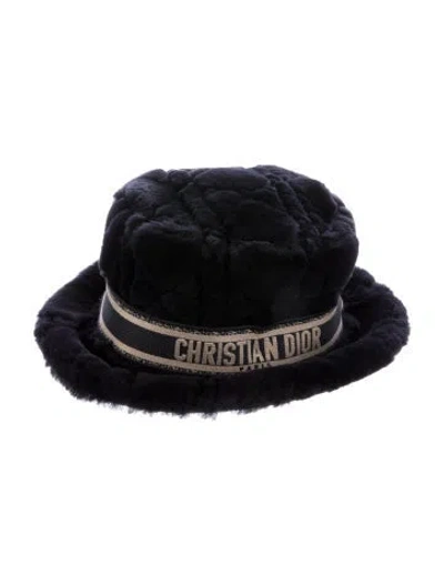 Pre-owned Dior Lamb Fur Bucket Hat In Blue