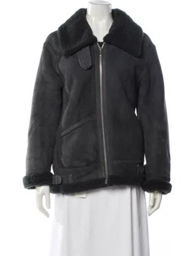 Pre-owned Dior Lamb Fur Faux Fur Jacket In Gray