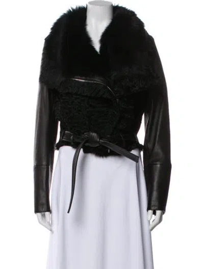 Pre-owned Dior Lamb Leather Biker Jacket In Black