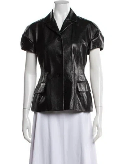 Pre-owned Dior Lamb Leather Blazer In Black