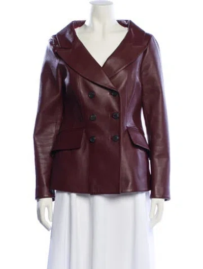 Pre-owned Dior Lamb Leather Blazer In Burgundy