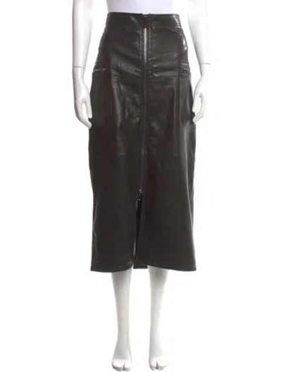 Pre-owned Dior Lamb Leather Midi Length Skirt In Brown