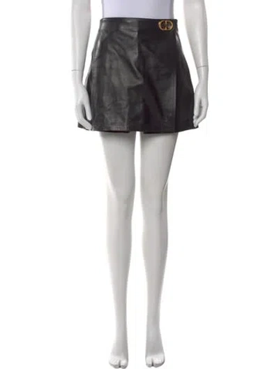 Pre-owned Dior Lamb Leather Mini Skirt In Black