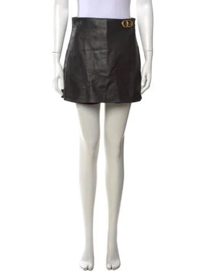 Pre-owned Dior Lamb Leather Mini Skirt In Black