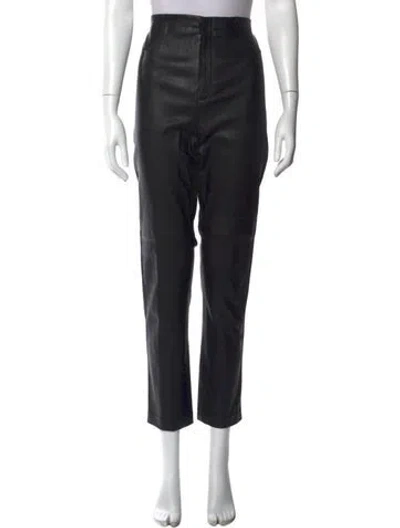 Pre-owned Dior Lamb Leather Straight Leg Pants In Black