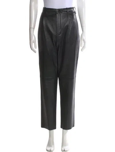 Pre-owned Dior Lamb Leather Straight Leg Pants In Black