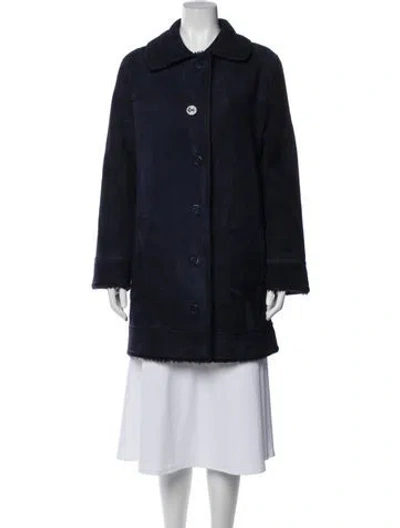Pre-owned Dior Lamb Leather Trench Coat In Blue