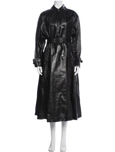 Pre-owned Dior Lamb Leather Trench Coat W/ Tags In Black