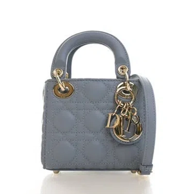 Pre-owned Dior Lambskin Lady  Micro In Blue