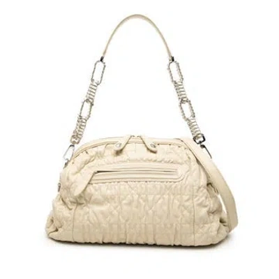 Pre-owned Dior Lambskin Lambskin Cannage Delices Satchel In Brown