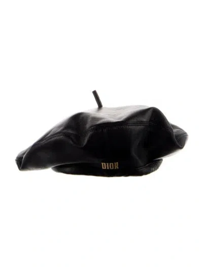 Pre-owned Dior Lambskin Leather Beret. In Black