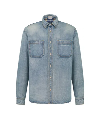Dior Lapel Long-sleeved Shirt In Blue