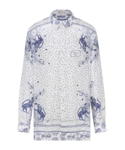 Dior Lapel Long-sleeved Shirt In White