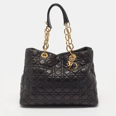 Pre-owned Dior Large Black Cannage Leather Shopper Tote