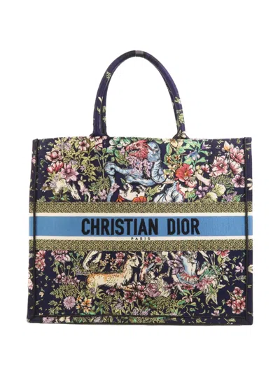 Pre-owned Dior Large Book Tote Bag In Blue