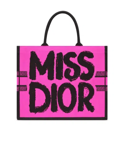 Dior Large Book Tote Handbag In Pink