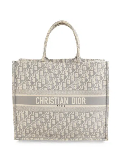 Pre-owned Dior Large Book Tote Oblique Tote Bag In Grey