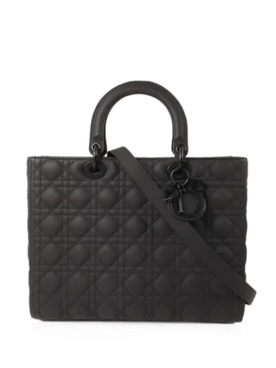 Pre-owned Dior Large Cannage Lady  Tote Bag In Black