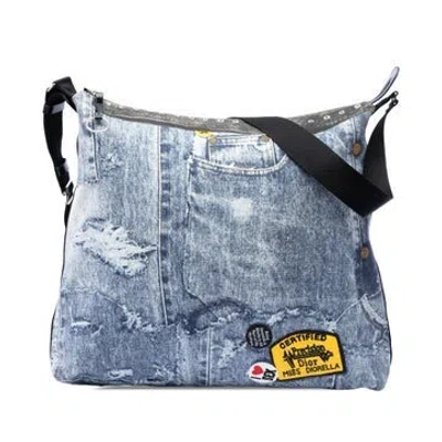 Pre-owned Dior Large Canvas Printed Denim Miss Ella Messenger Bag In Blue