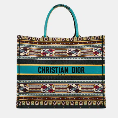 Pre-owned Dior Large Embroidered Book Tote In Multicolor