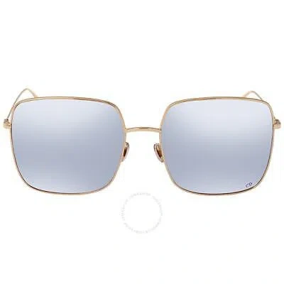 Pre-owned Dior Large Gold Wired “so Stellaire 1s” Sunglasses W/ Gray Holographic Lenses In Silver