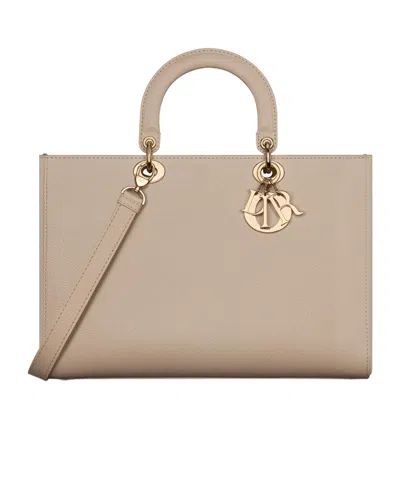 Dior Large Lady D-sire Shoulder Bag In Nude