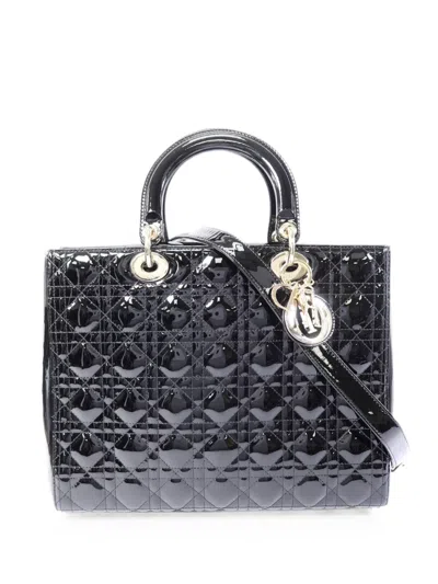 Pre-owned Dior Large Lady  Cannage Tote Bag In Black
