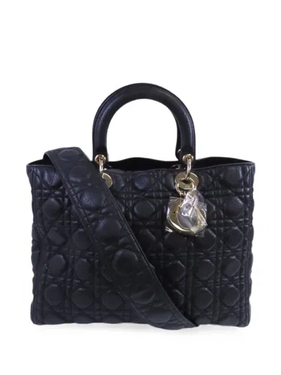 Pre-owned Dior Large Lady  Handbag In Black