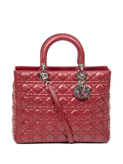 Pre-owned Dior Large Lady  Handbag In Red