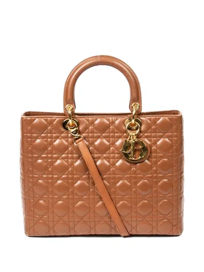 Pre-owned Dior Large Lady  Quilted Handbag In Brown