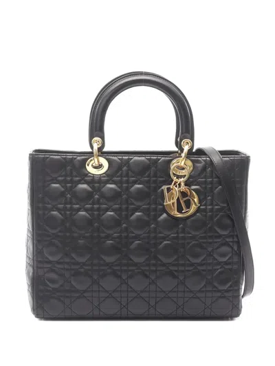 Pre-owned Dior Large Lady  Two-way Handbag In Black