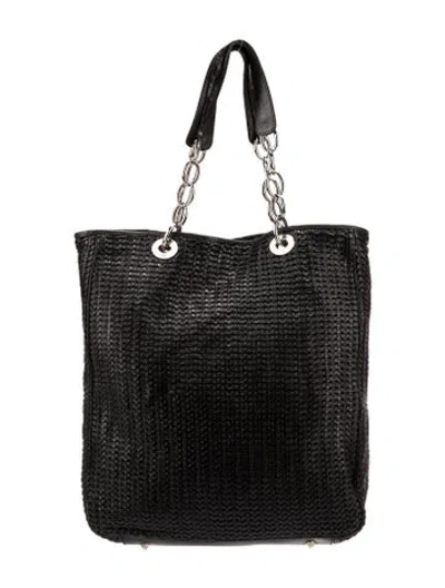 Pre-owned Dior Large Lady  Woven Soft Shopping Tote In Black