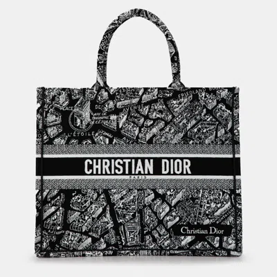 Pre-owned Dior Large Plan De Paris Book Tote In Black