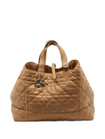 Pre-owned Dior Large Toujours Leather Tote Bag In Brown