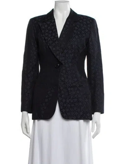 Pre-owned Dior Late 1980's - Early 1990's Patterned Blazer In Blue