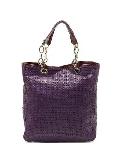 Pre-owned Dior Latrge Soft Lady  Leather Tote Bag In Purple