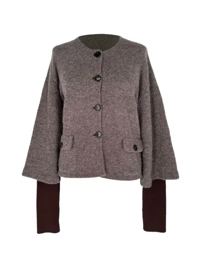 Pre-owned Dior Layered-sleeve Button-front Jacket In Brown
