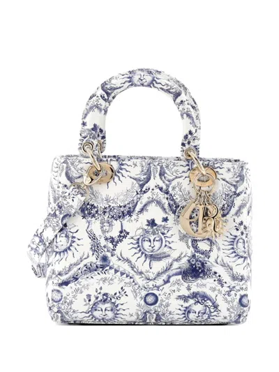 Pre-owned Dior Le Soleil Lady  Nm Bag Printed Leather Medium Satchel In Blue
