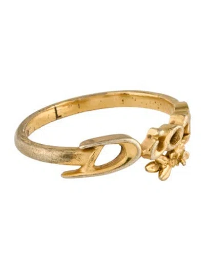 Pre-owned Dior Leaf Script Band Ring In Multi